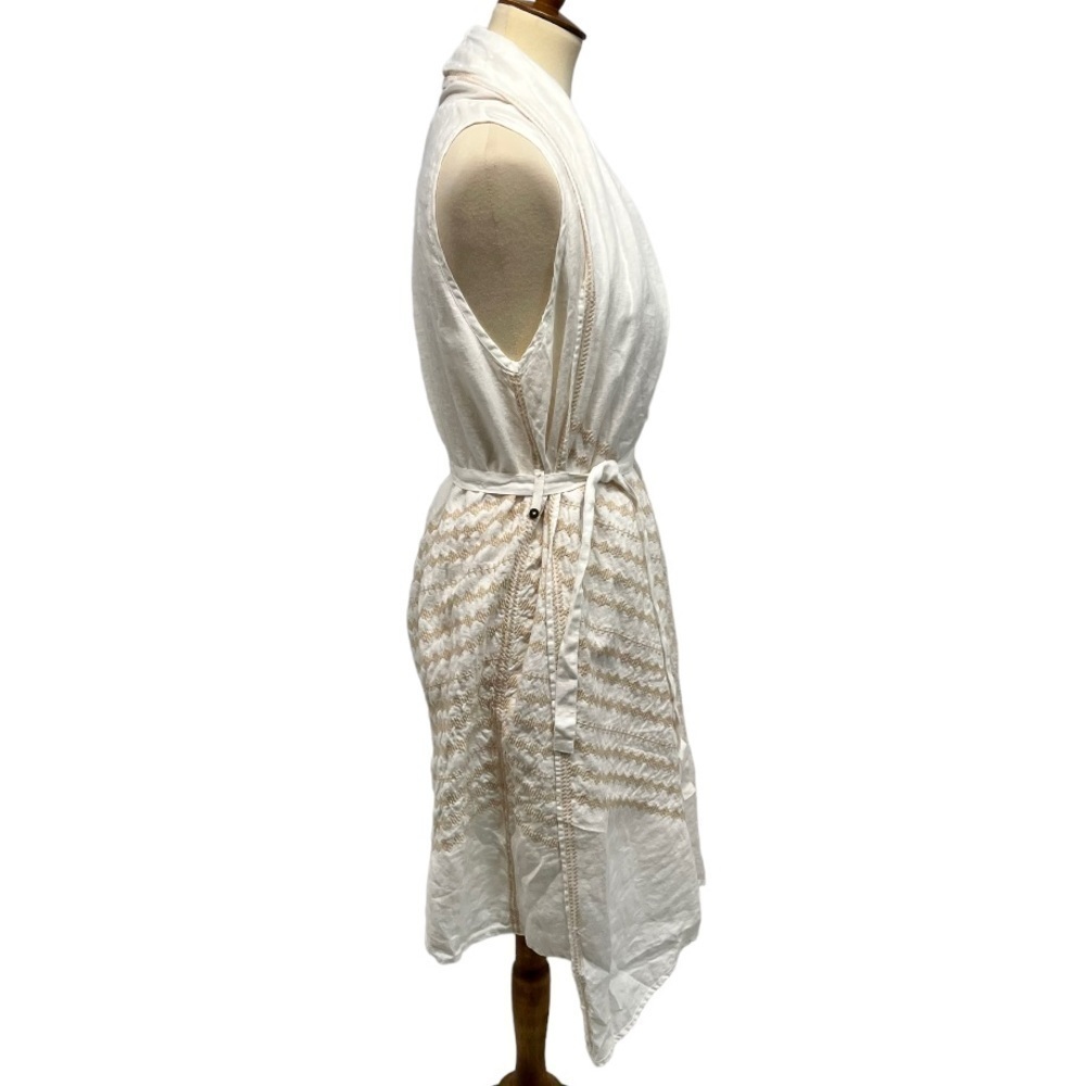 Johnny Was White Linen Embroidered Belted Longline Vest Top Women’s Medium - Picture 10 of 12